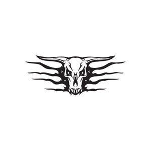 Racing wall decal with black skull graphic and flame wings