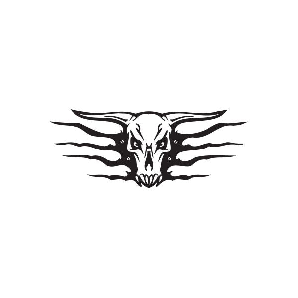 Racing wall decal with black skull graphic and flame wings