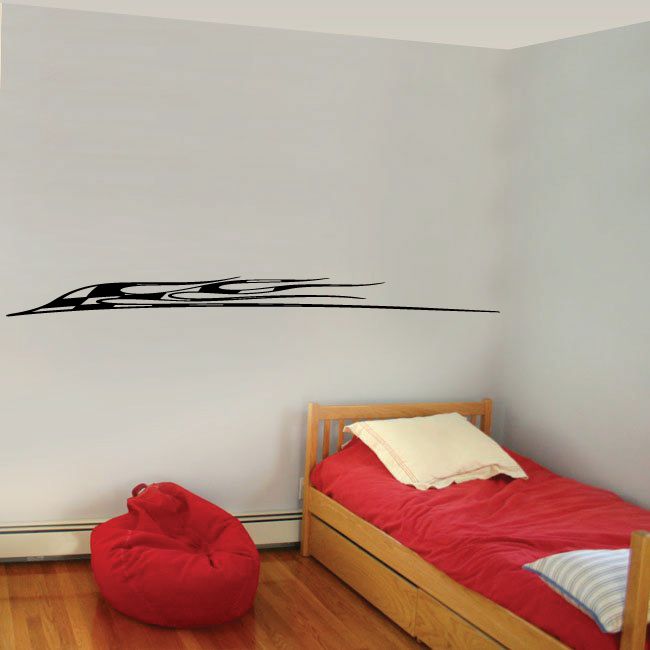 Racing vehicle pinstripe vinyl decal, black racing stripe design
