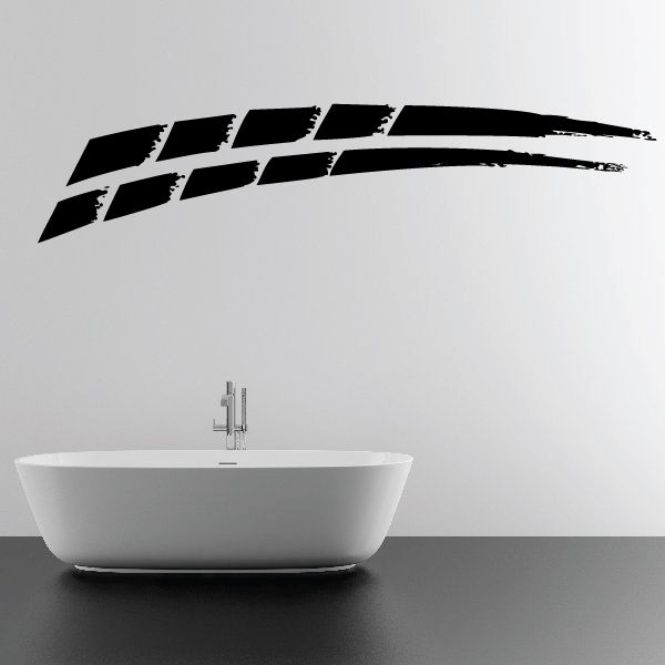 Racing vehicle pinstripe vinyl decal, black speed stripes