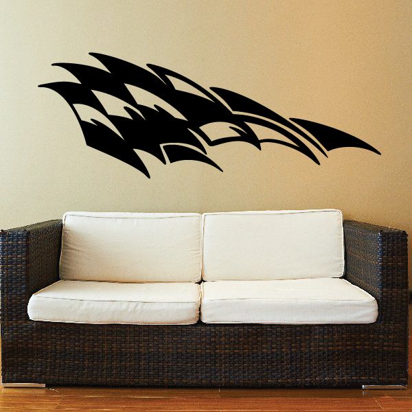 Racing pinstripe vinyl decal with black swoosh flames and arrow stripes