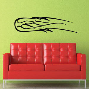 Racing pinstripe vinyl decal with black flame trail graphic