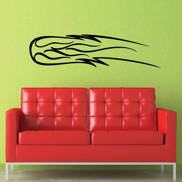Racing pinstripe vinyl decal with black flame trail graphic