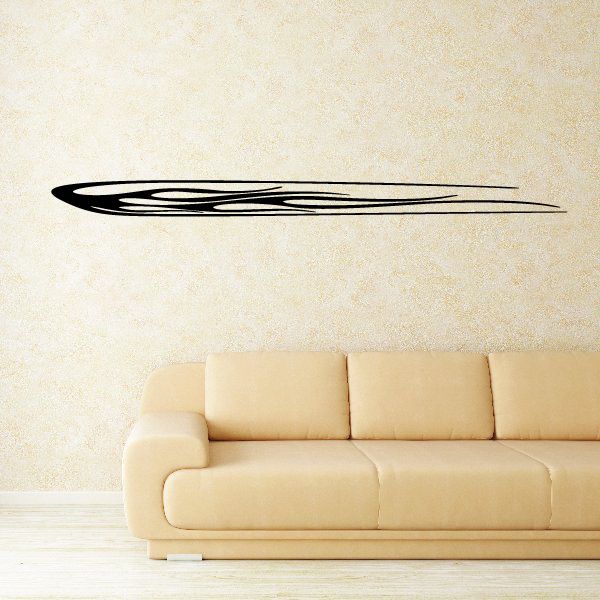 Racing vehicle pinstripe vinyl decal, black swoosh stripe line