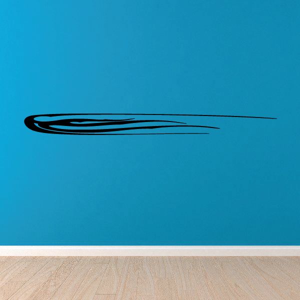 Racing pinstripe vinyl decal, black curved stripe with parallel lines