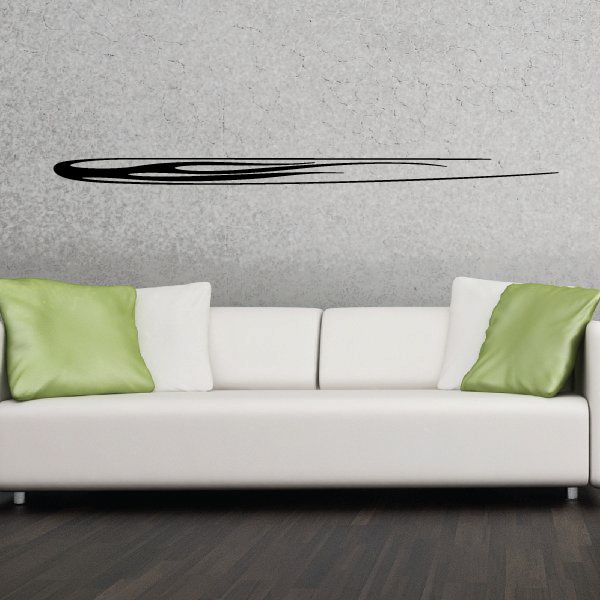 Racing vehicle pinstripe vinyl decal with long black swoosh stripe