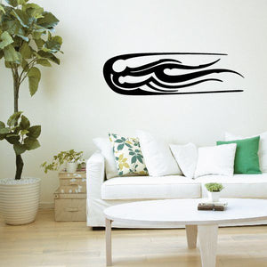 Racing vehicle pinstripe vinyl decal with black flame-style stripes