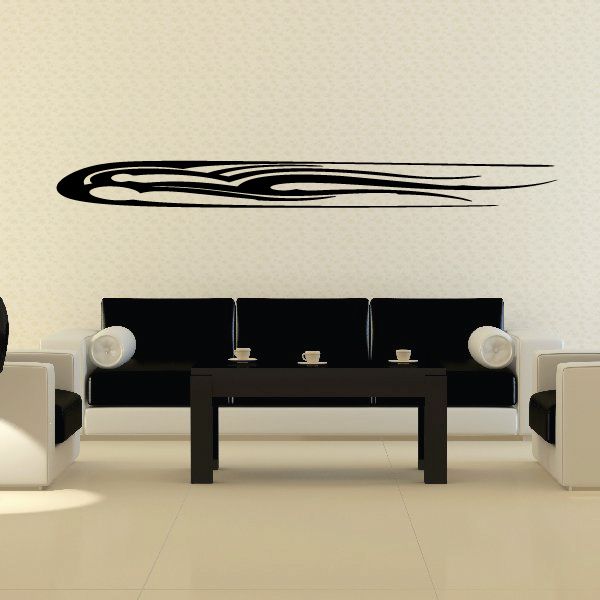 Racing vehicle pinstripe vinyl decal with black swoosh stripe