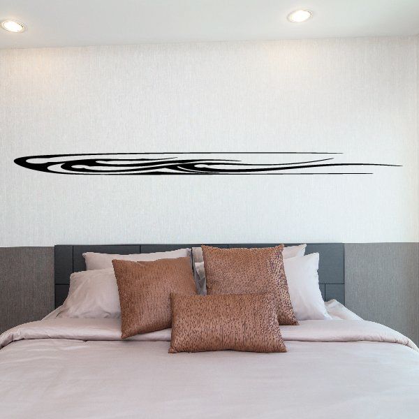 Racing pinstripe vinyl decal with sweeping black-and-white stripe design