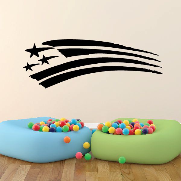 Racing pinstripe vinyl decal with black stripes and star accents