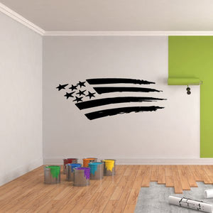 Racing vehicle pinstripe vinyl wall decal with stars and swooshes