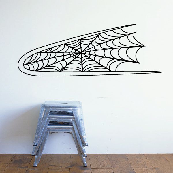 Racing vehicle pinstripe vinyl decal with black spiderweb stripe design