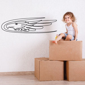 Black pinstripe racing vehicle decal with winged emblem, vinyl wall decal