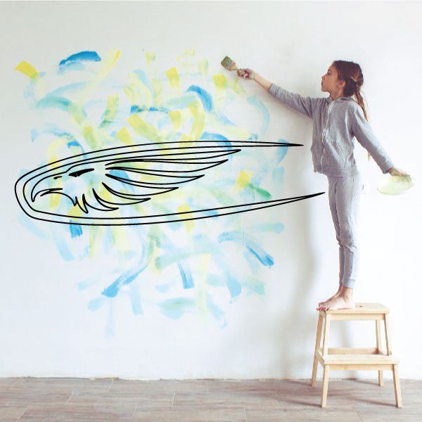Racing pinstripe vinyl decal with black wing-style stripe design