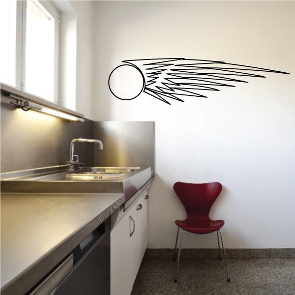 Racing vehicle pinstripe vinyl decal: black circle with streaked swoosh flames