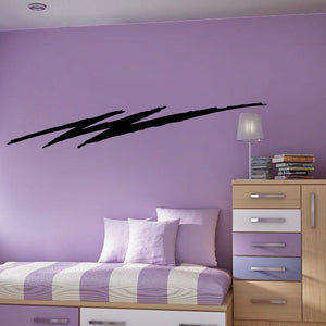 Racing pinstripe vinyl decal, three black sweeping stripes on a wall