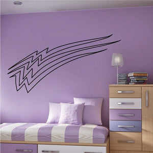 Racing vehicle pinstripe vinyl decal, black zigzag and swoosh stripe design