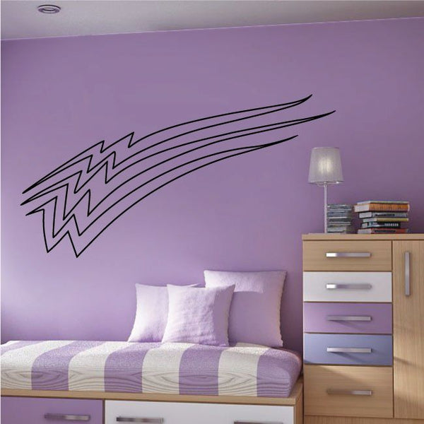 Racing vehicle pinstripe vinyl decal, black zigzag and swoosh stripe design