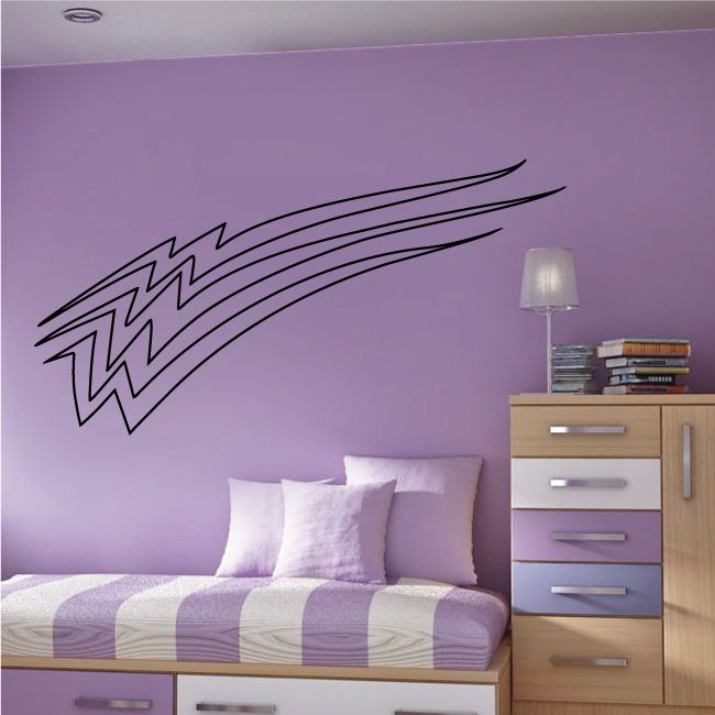 Racing vehicle pinstripe vinyl decal, black zigzag and swoosh stripe design