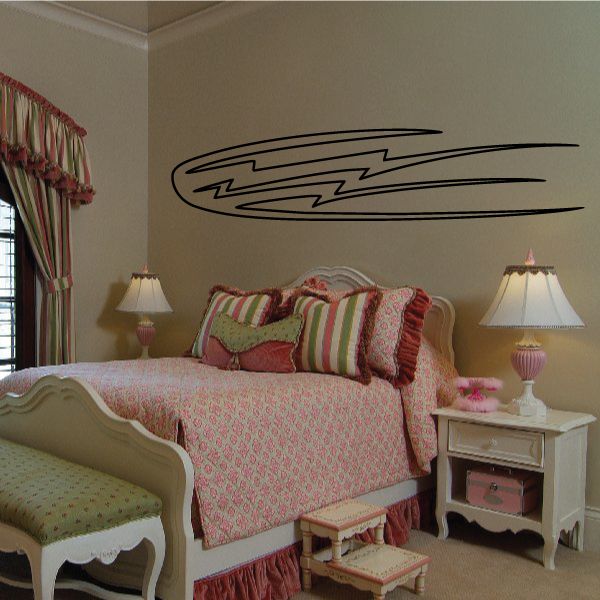 Racing pinstripe vinyl decal with black swoosh lines for vehicles