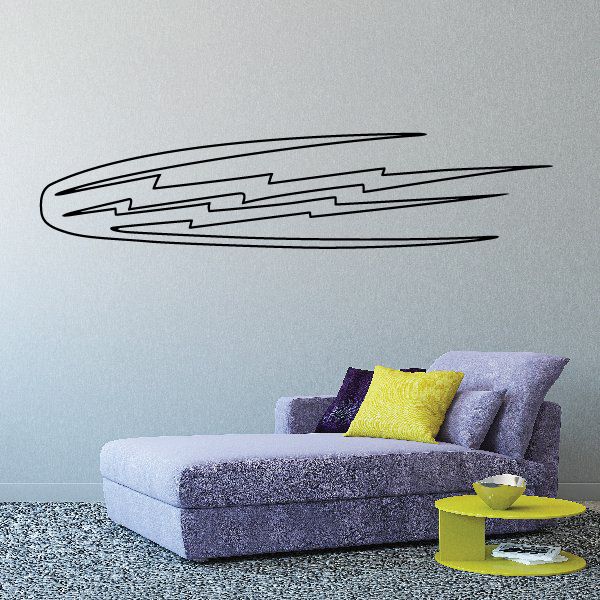 Racing vehicle pinstripe vinyl decal with black swoosh and zigzag stripes