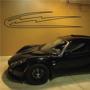 Racing vehicle pinstripe vinyl decal with black racing stripe outline