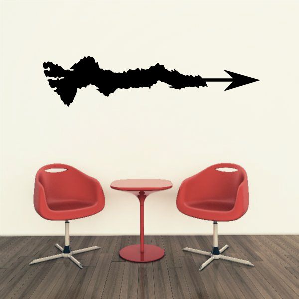 Racing vehicle pinstripe vinyl decal with black arrow silhouette