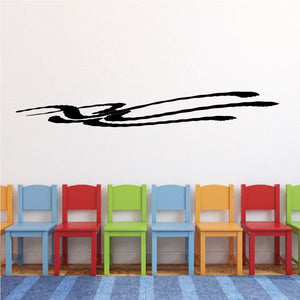 Racing vehicle pinstripe vinyl decal with black swoosh stripes