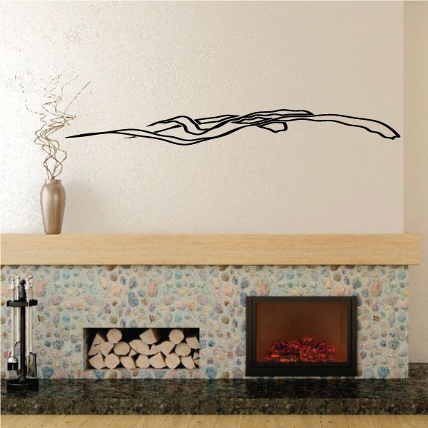 Racing vehicle pinstripe vinyl decal with black flame-style stripes, long wall graphic