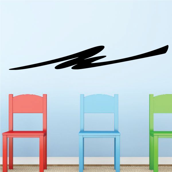 Black racing pinstripe vinyl decal with swoosh flame center