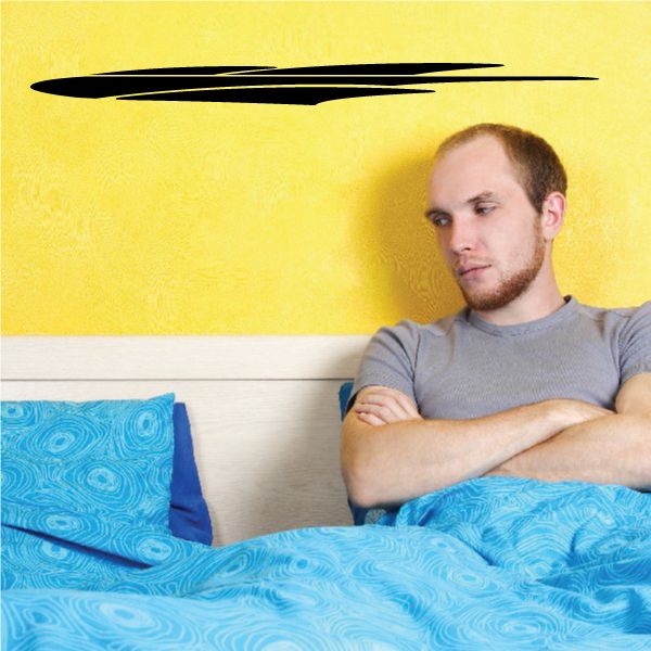 Black pinstripe vinyl decal strip on yellow wall
