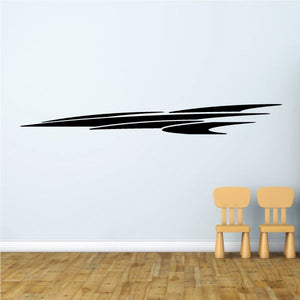 Racing pinstripe vinyl decal with long black swoosh and stripes