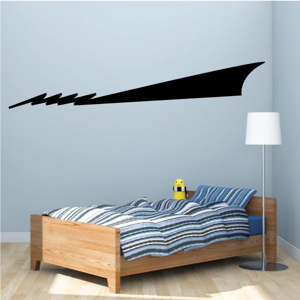 Black racing vehicle pinstripe vinyl wall decal, long side graphic