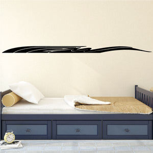 Racing vehicle pinstripe vinyl decal with sweeping black stripe