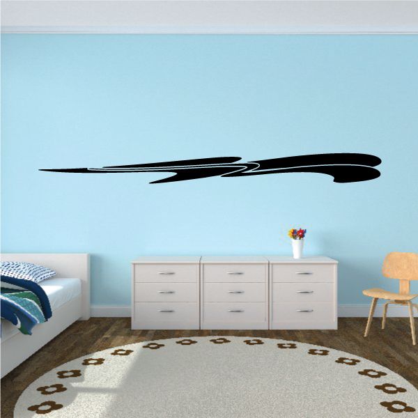 Racing pinstripe vinyl decal, black swoosh stripe for car or wall