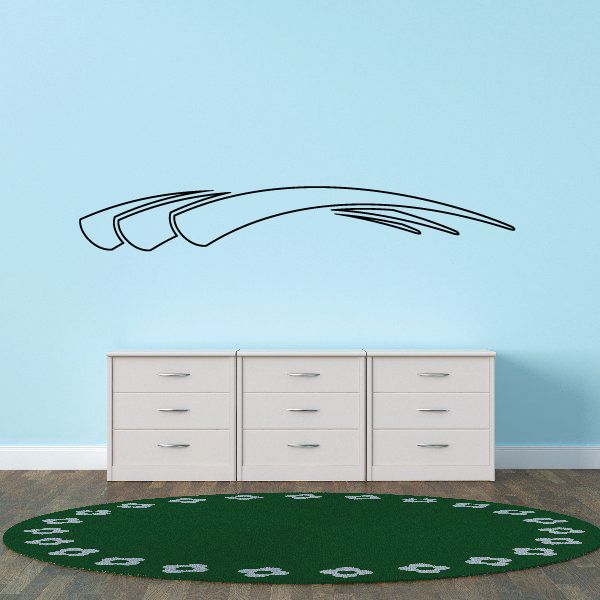 Racing vehicle pinstripe vinyl decal with green and white strip pattern