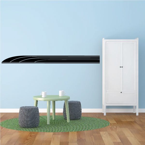 Racing pinstripe vinyl decal with black stripe and white pinlines