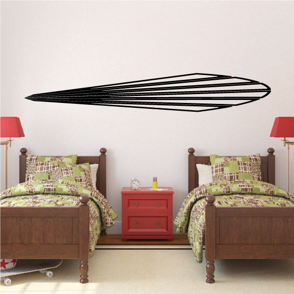 Racing vehicle pinstripe vinyl decal, black with white stripes in streamlined shape