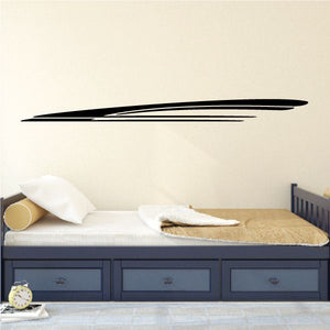 Racing vehicle pinstripe vinyl decal with black swoosh stripe for walls