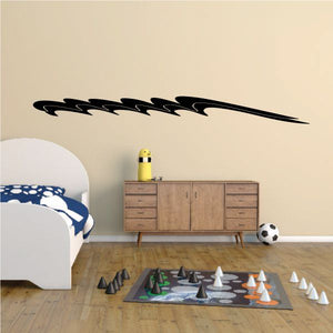 Racing vehicle pinstripe vinyl decal, black swoosh design
