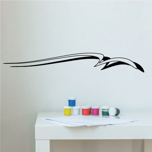 Racing pinstripe vinyl decal, black curved stripe with arrow tip