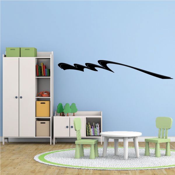 Black racing vehicle pinstripe vinyl decal with sleek swoosh design