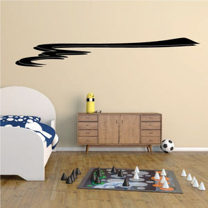 Black racing pinstripe vinyl decal with sweeping curved stripe and pointed tip