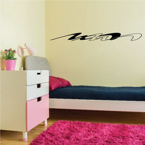 Black pinstripe racing vehicle vinyl decal for wall