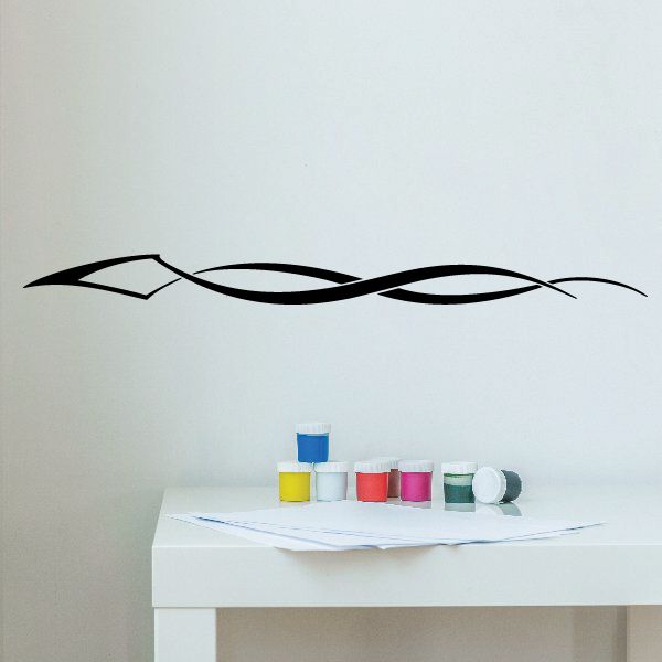 Black racing vehicle pinstripe vinyl decal with curved stripe lines