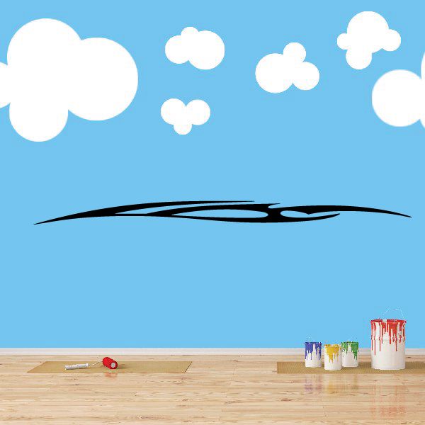 Racing vehicle pinstripe vinyl decal, black curved swoosh stripe