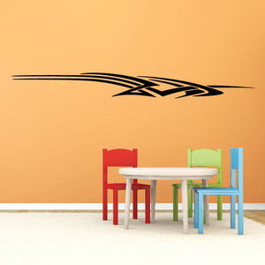 Racing vehicle pinstripe vinyl decal, black stripe graphic with arrow swoosh