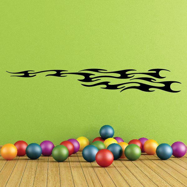 Flame pinstripe vinyl decal with black striping and green accents