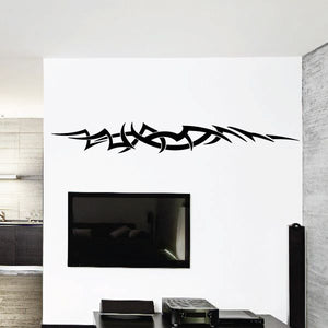 Racing pinstripe vinyl wall decal, black tribal flame stripe design