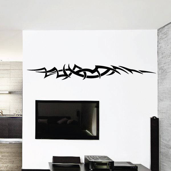 Racing pinstripe vinyl wall decal, black tribal flame stripe design